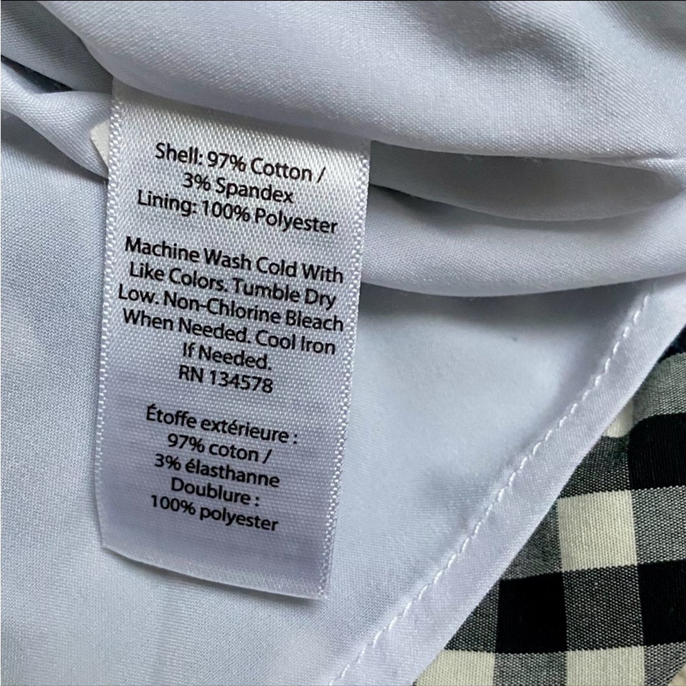 Vineyard Vines Gingham Off Shoulder Dress Small Black White Ruffle Cotton - Picture 12 of 12